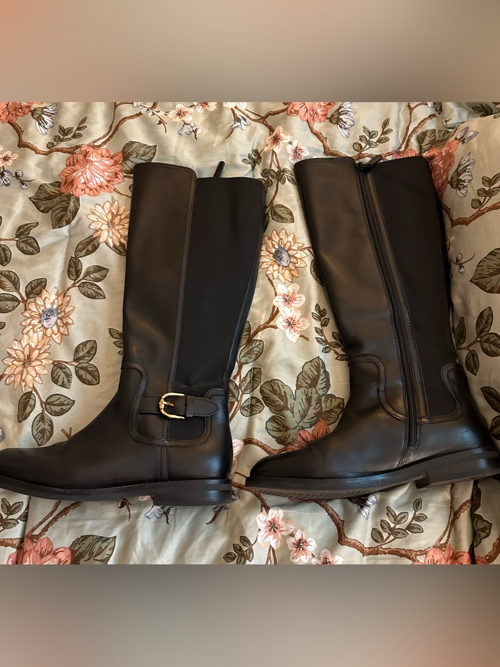 Cole Haan Black Tall Riding Boots with Side Buckle -Celestina Boot Size 7